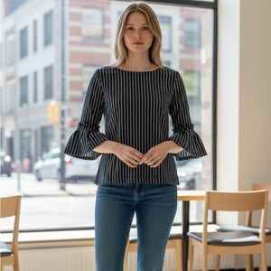 BANANA REPUBLIC Navy and White Striped Blouse